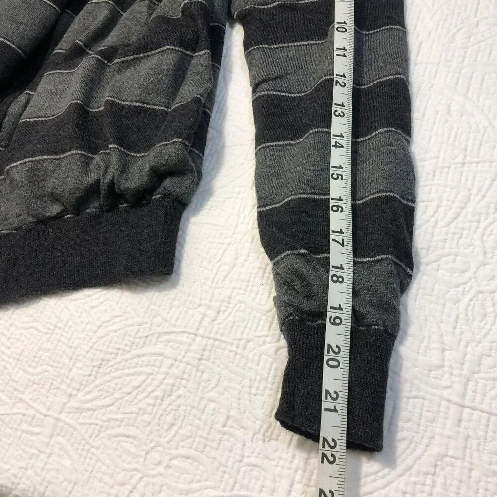 Pedro Del Hierro Striped Full-Zip Merino Wool Sweater Jacket L